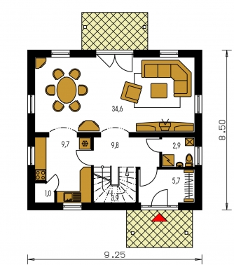 Mirror image | Floor plan of ground floor - KOMPAKT 40
